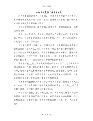 2024年大队委工作总结范文