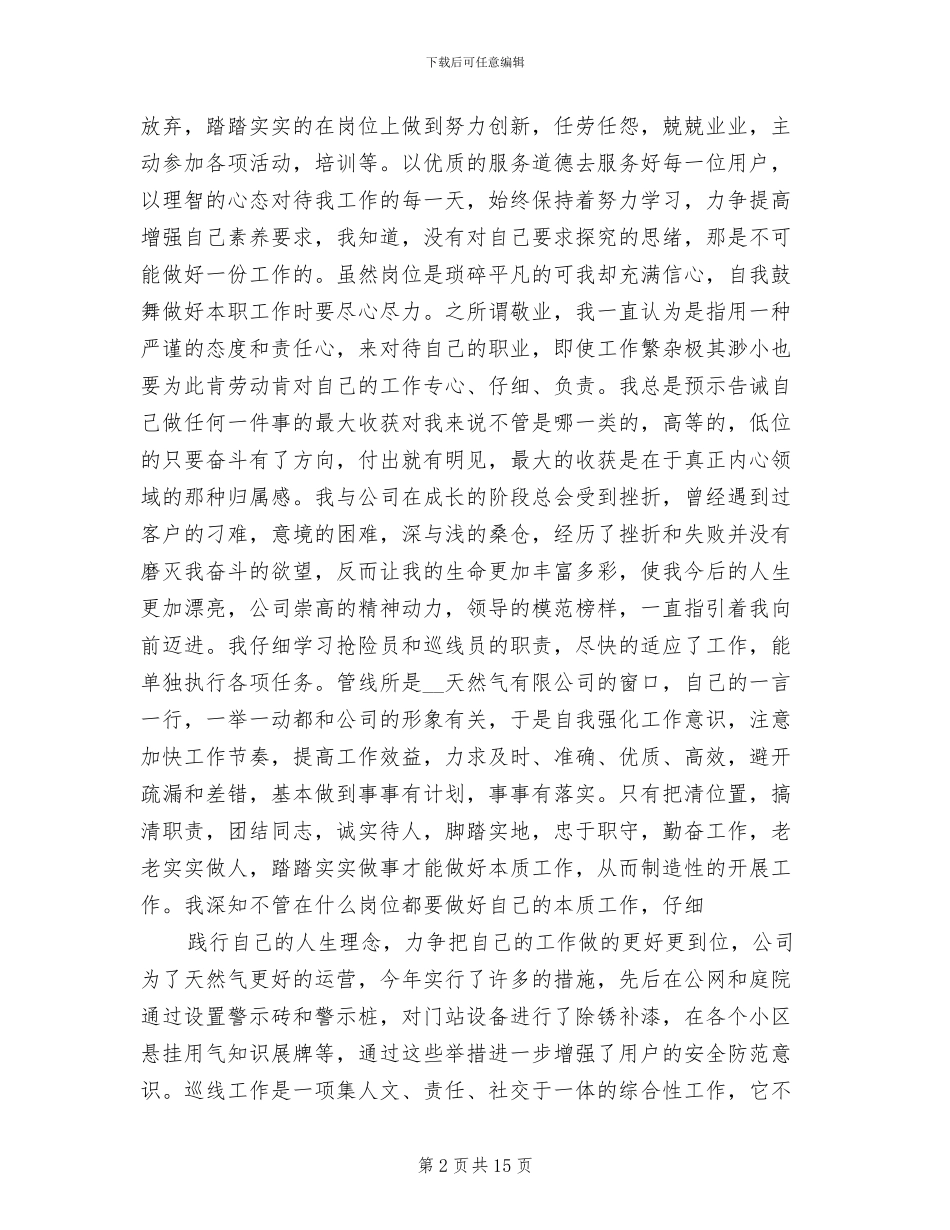 2024年天然气公司个人工作总结_第2页