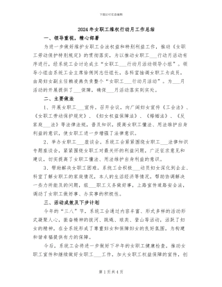 2024年女职工维权行动月工作总结