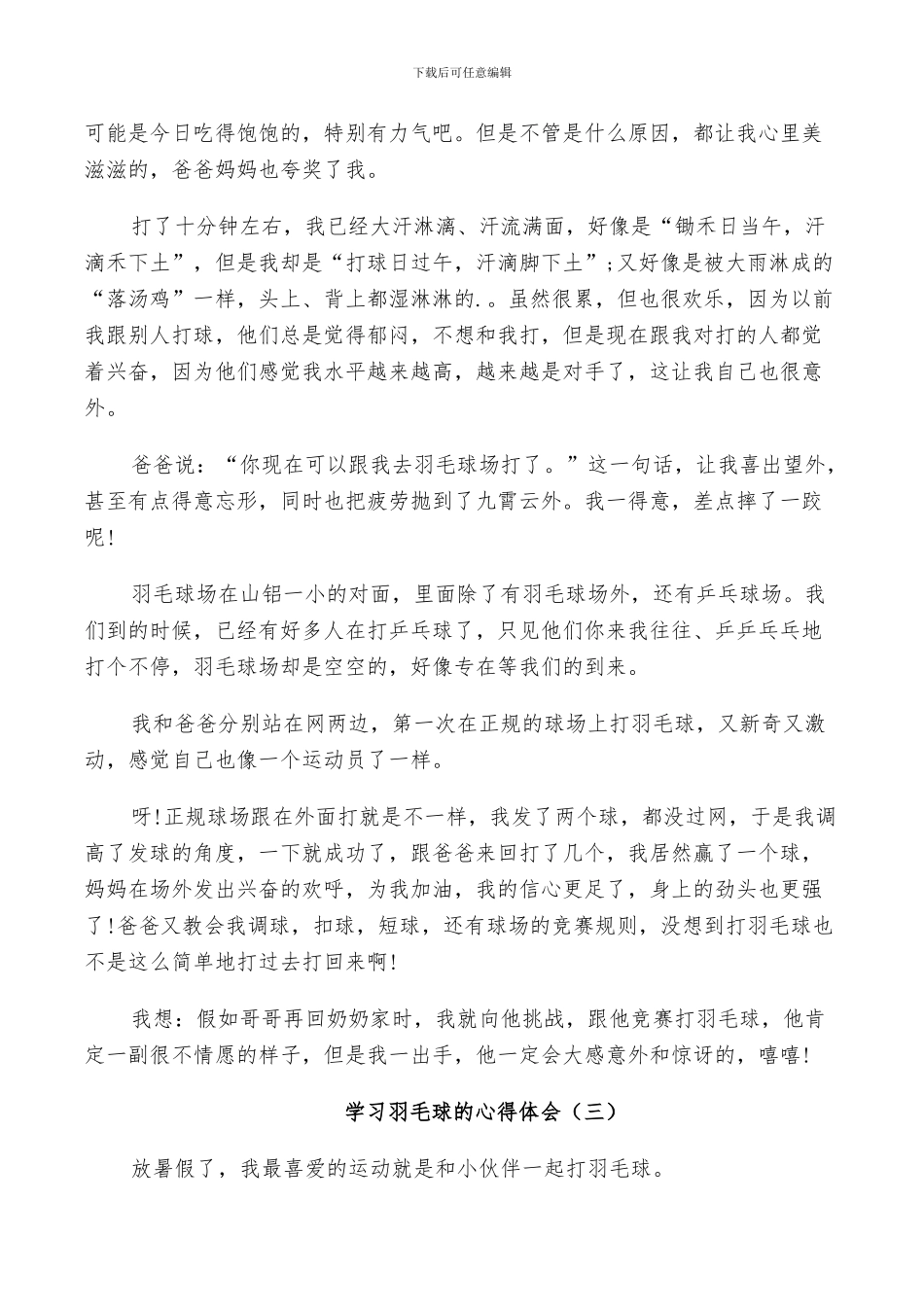 2024年学习羽毛球的总结范本_第2页