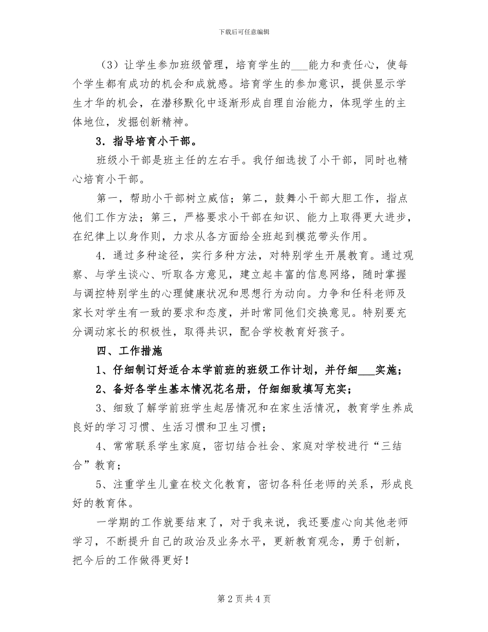 2024年学前班班主任工作总结教学总结_第2页