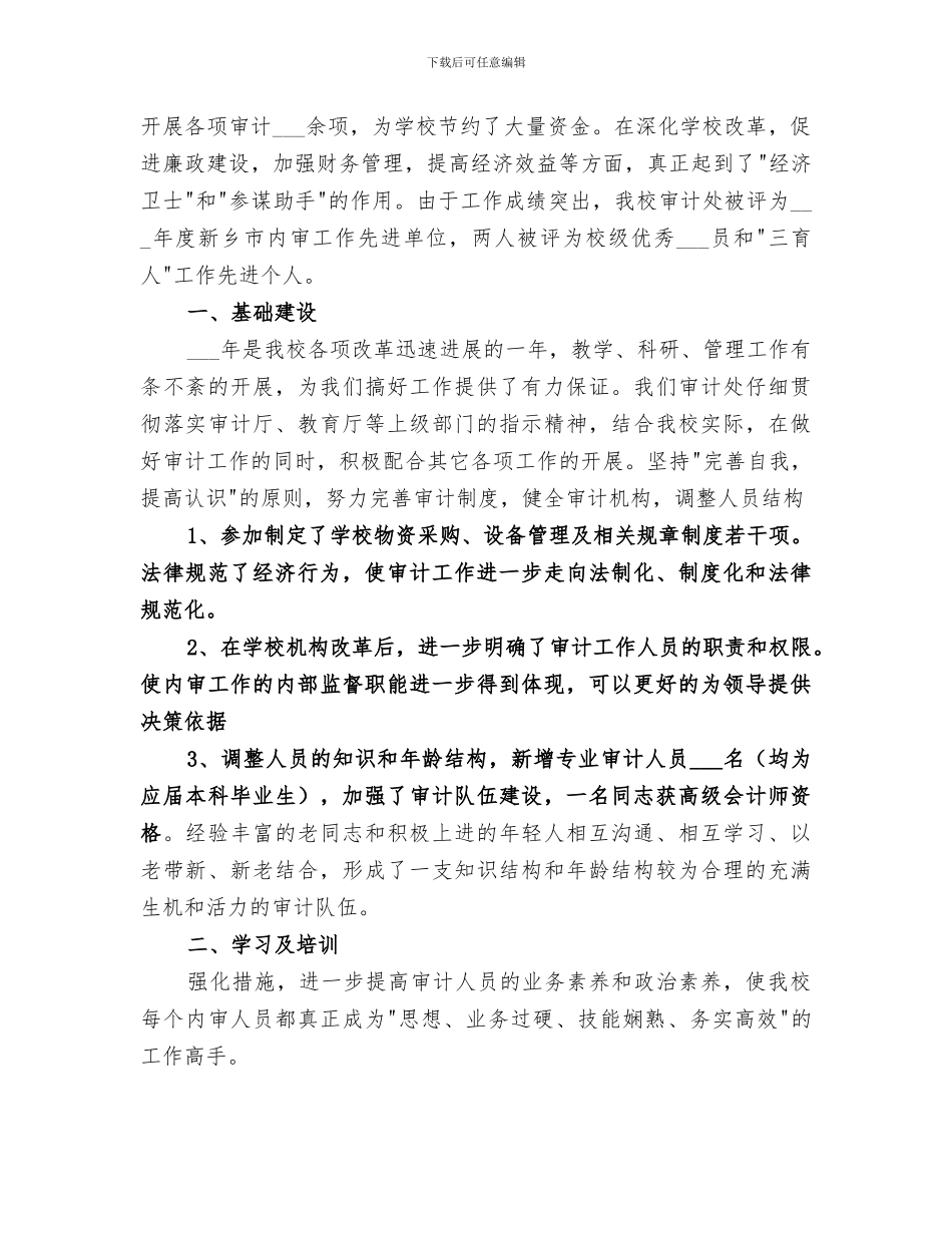 2024年学校内部审计工作总结参考_第3页
