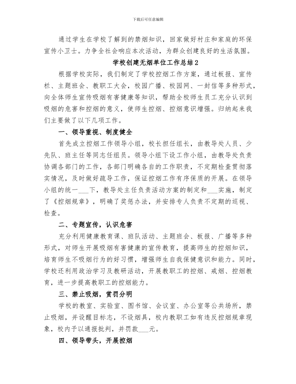 2024年学校创建无烟单位工作总结范本_第3页
