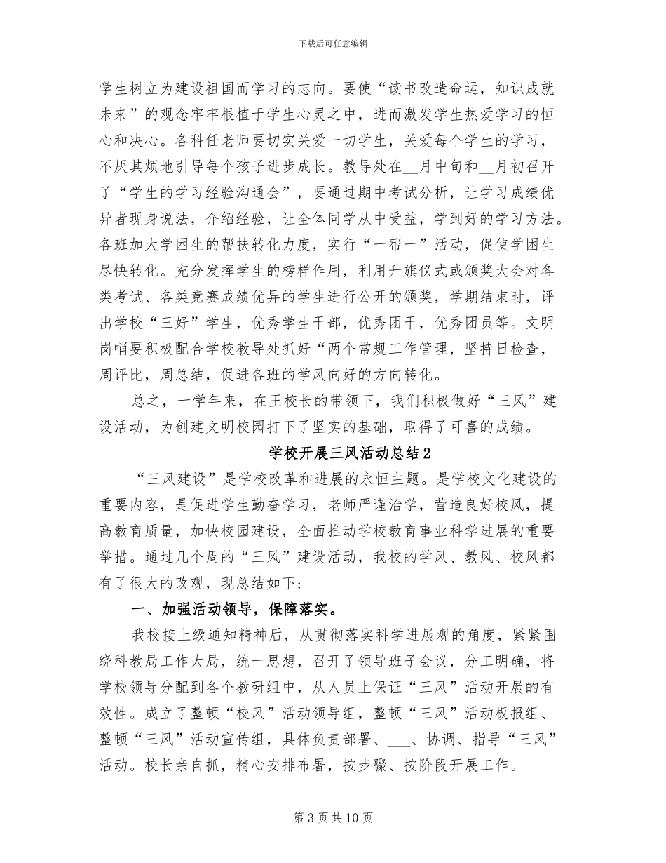 2024年学校开展三风活动总结_第3页