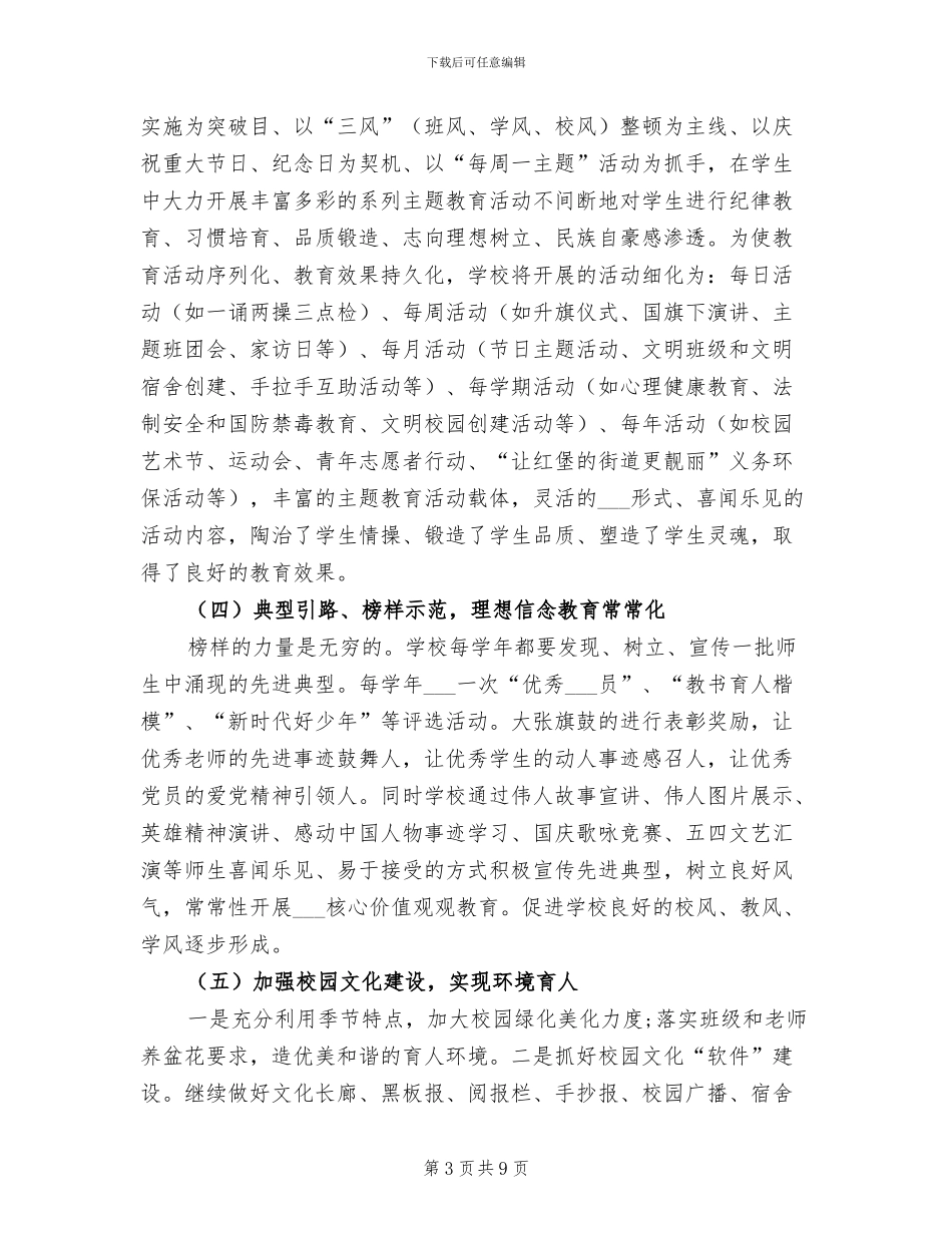 2024年学校思想政治工作总结汇报材料_第3页