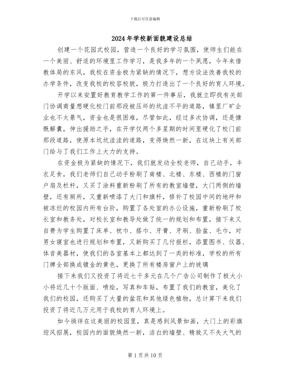 2024年学校新面貌建设总结_第1页