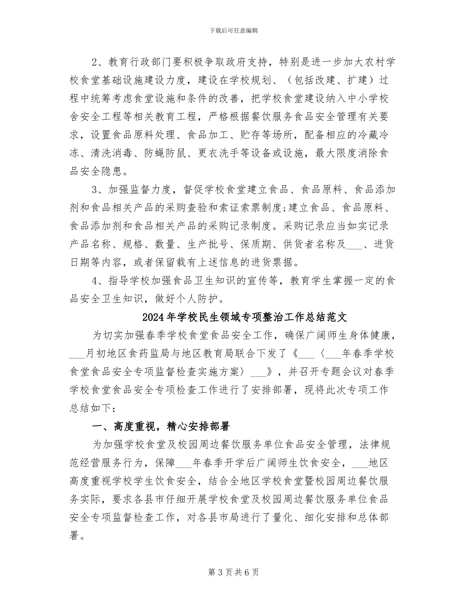 2024年学校民生领域专项整治工作总结_第3页