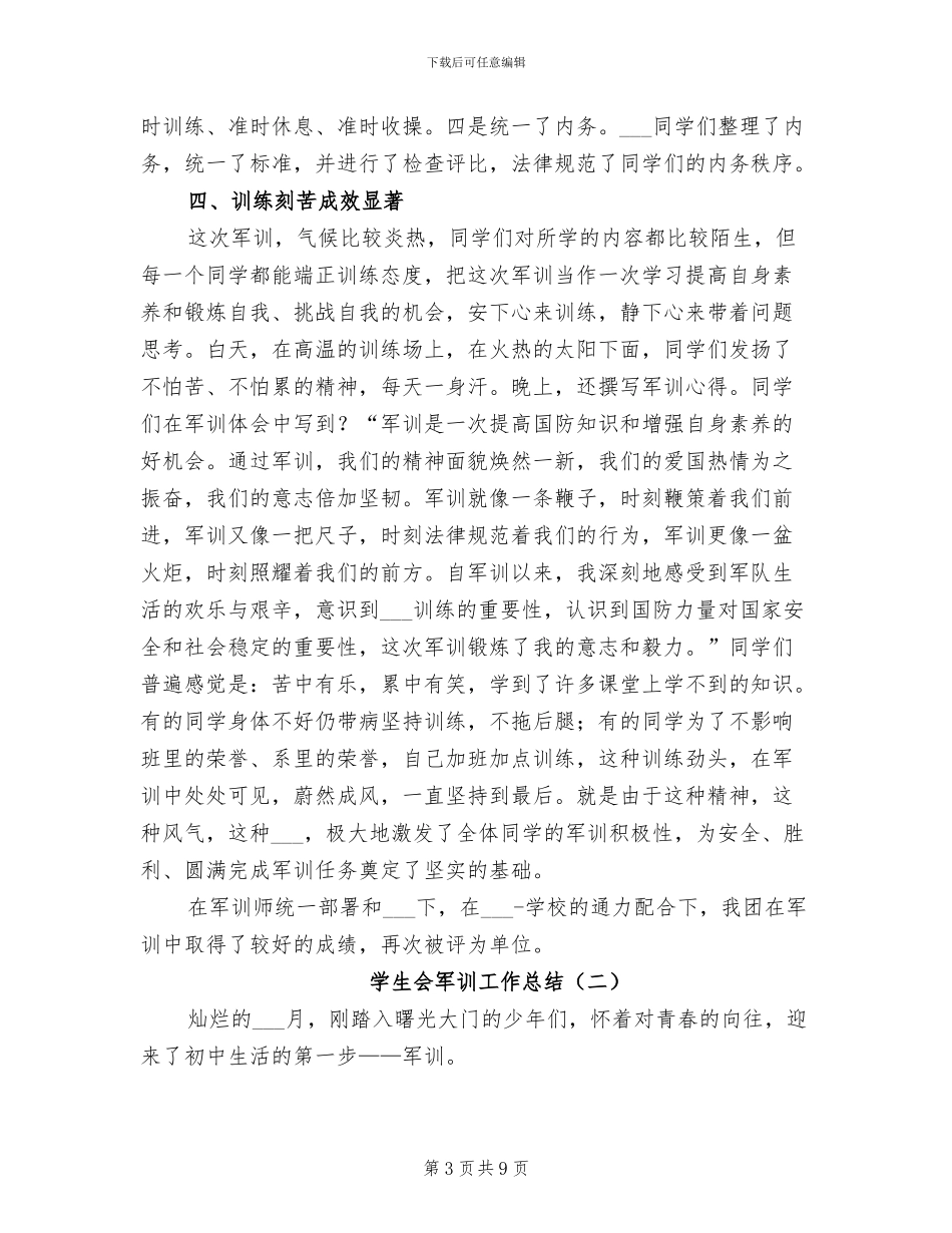 2024年学生会军训工作总结_第3页