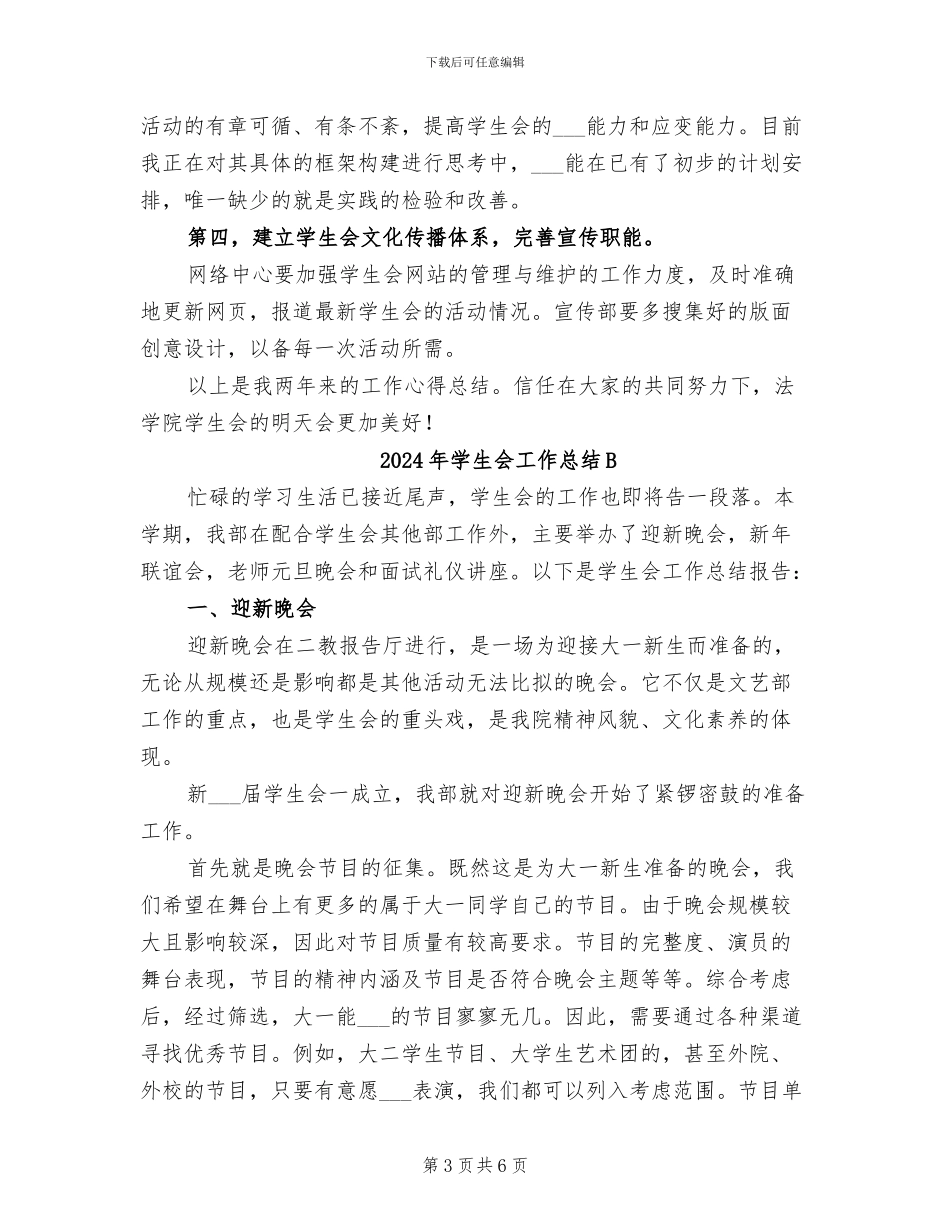 2024年学生会工作心得总结_第3页