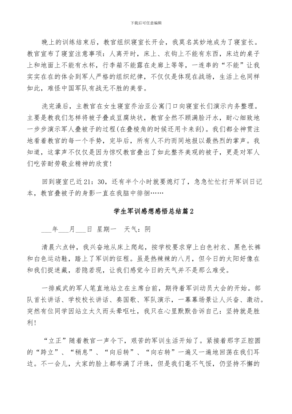 2024年学生军训感想感悟总结_第3页
