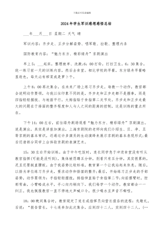 2024年学生军训感想感悟总结