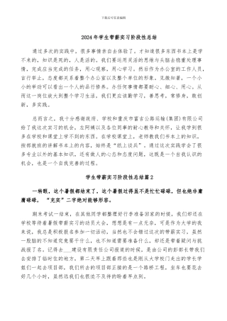 2024年学生带薪实习阶段性总结