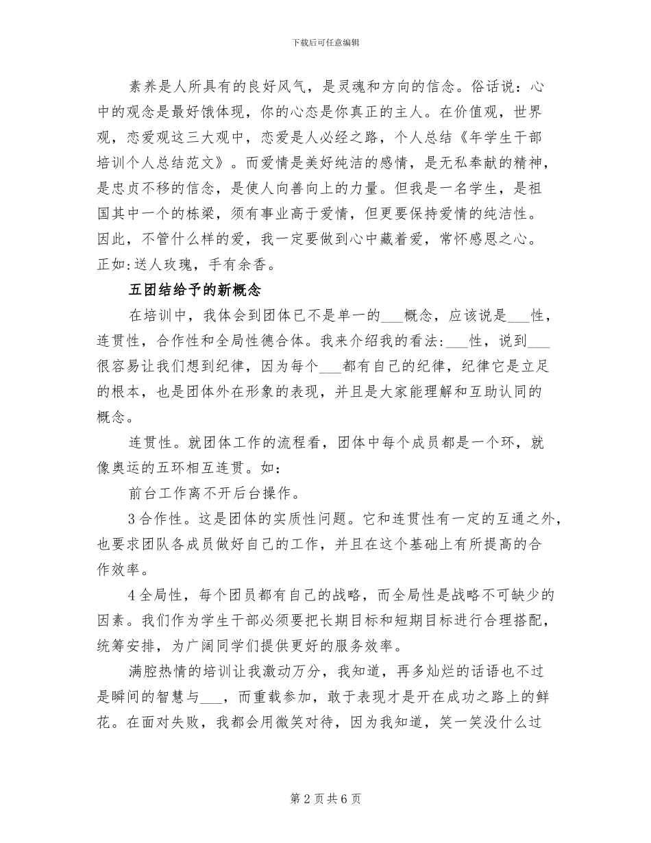 2024年学生干部培训个人总结_第2页