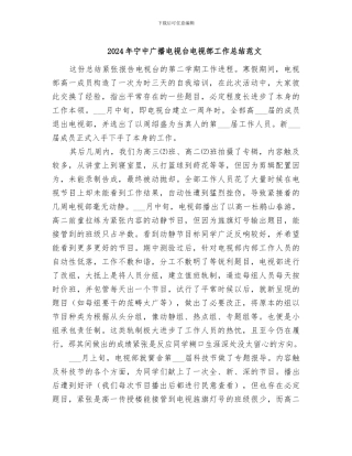2024年宁中广播电视台电视部工作总结范文