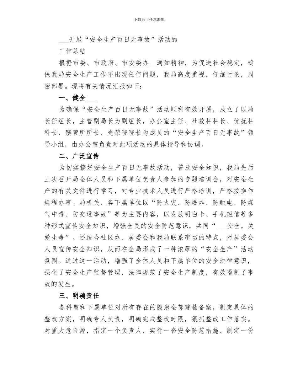2024年安全生产百日整治行动工作总结范本_第3页