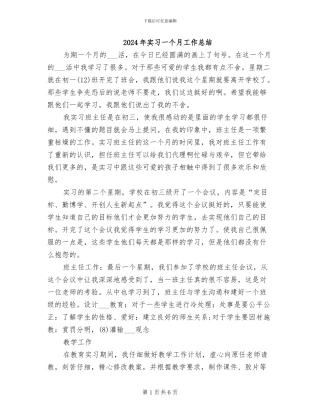 2024年实习一个月工作总结