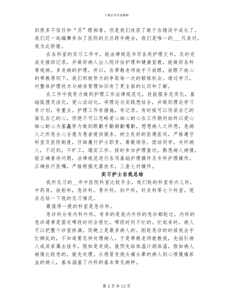 2024年实习护士的自我总结_第3页