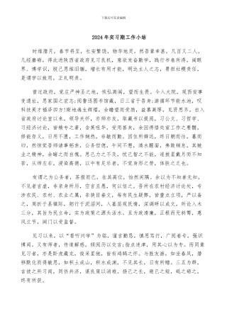 2024年实习期工作小结