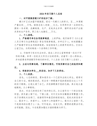 2024年实习期个人总结