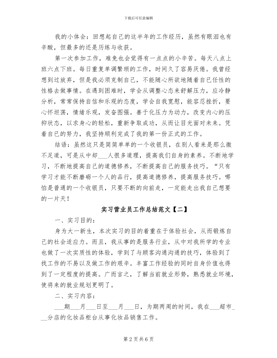 2024年实习营业员工作总结范文_第2页