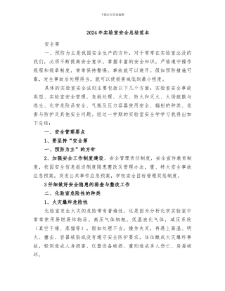 2024年实验室安全总结范本