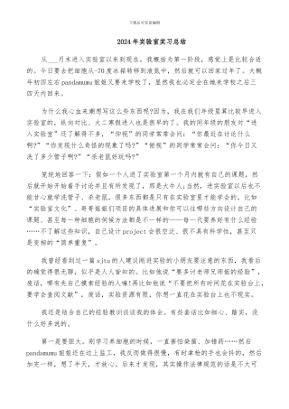 2024年实验室实习总结