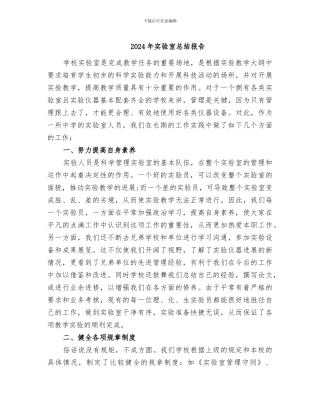 2024年实验室总结报告
