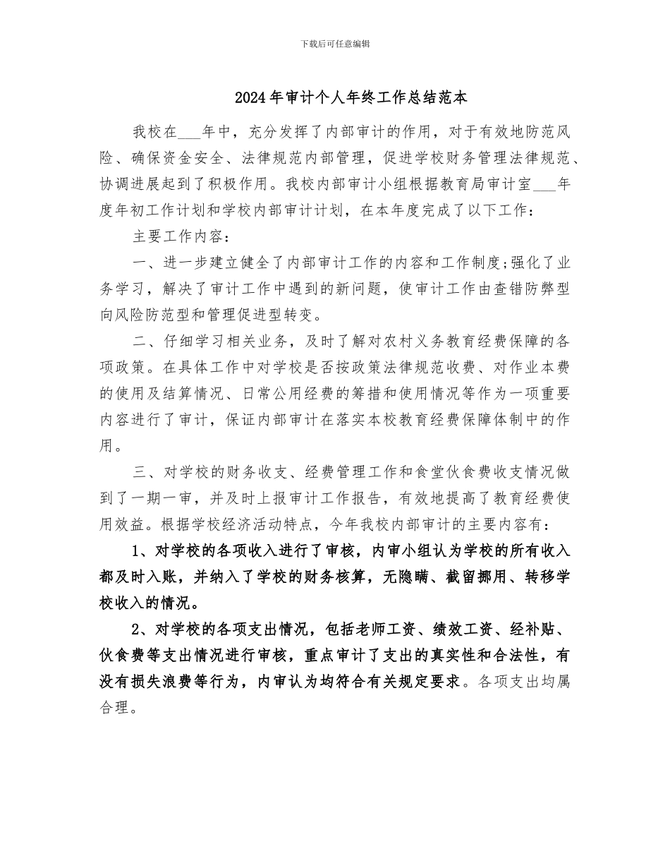 2024年审计个人年终工作总结范本_第1页