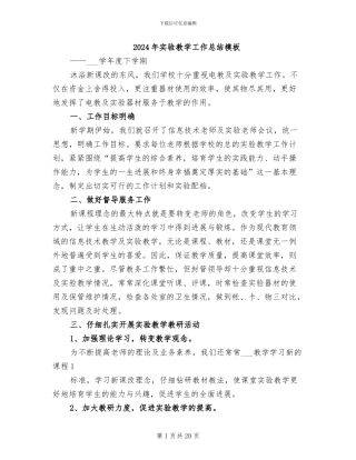 2024年实验教学工作总结模板