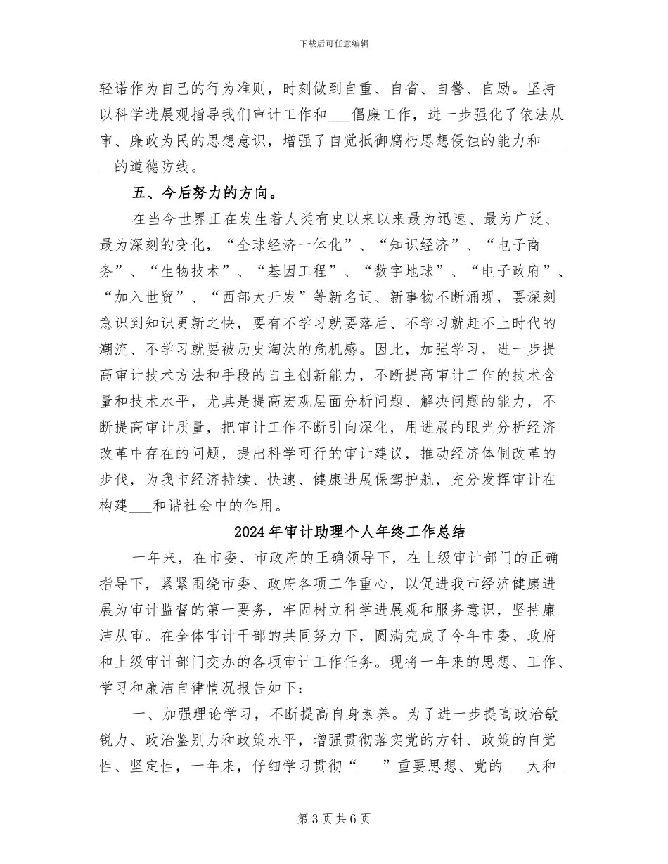2024年审计助理个人年度总结范文_第3页