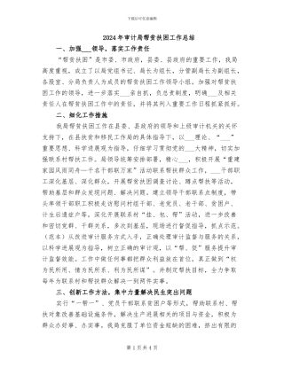 2024年审计局帮贫扶困工作总结