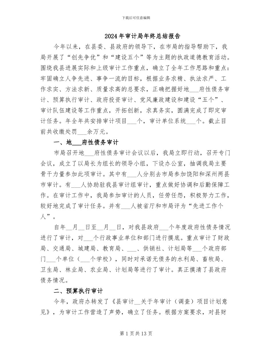 2024年审计局年终总结报告_第1页