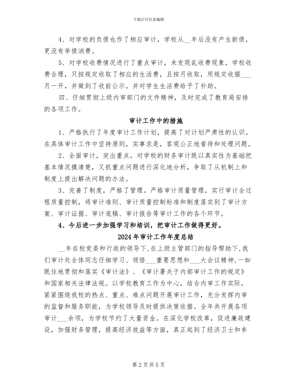2024年审计工作工作总结_第2页