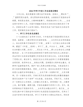 2024年审计年度工作总结报告精选
