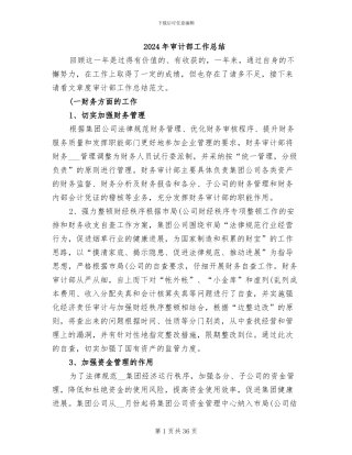 2024年审计部工作总结