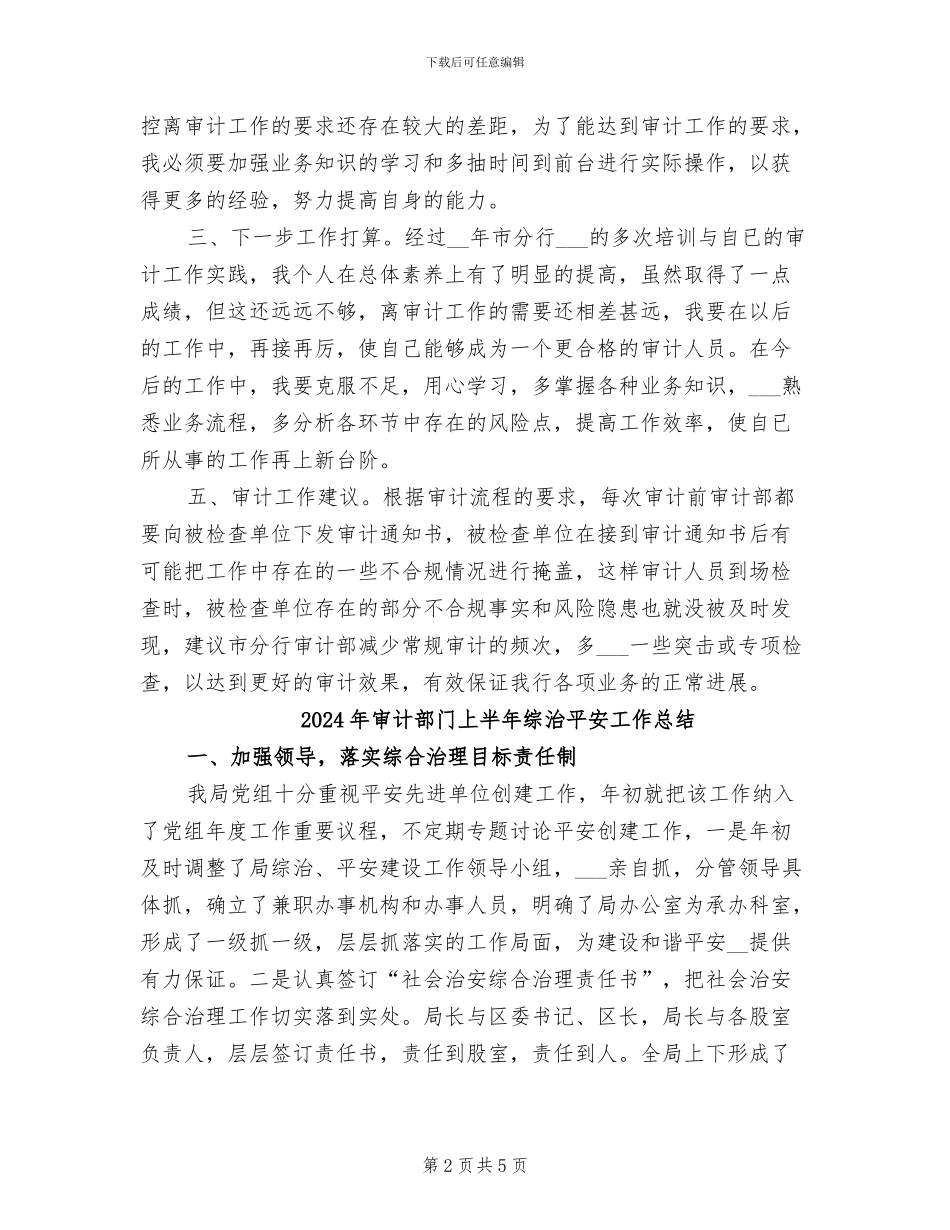 2024年审计部网点组个人工作总结_第2页