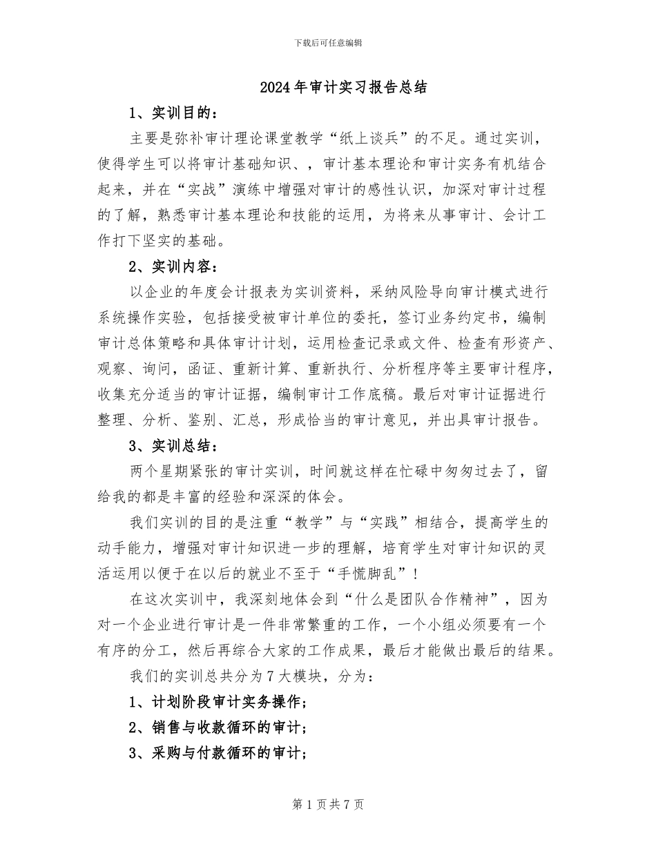 2024年审计实习报告总结_第1页