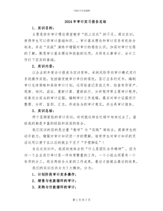 2024年审计实习报告总结