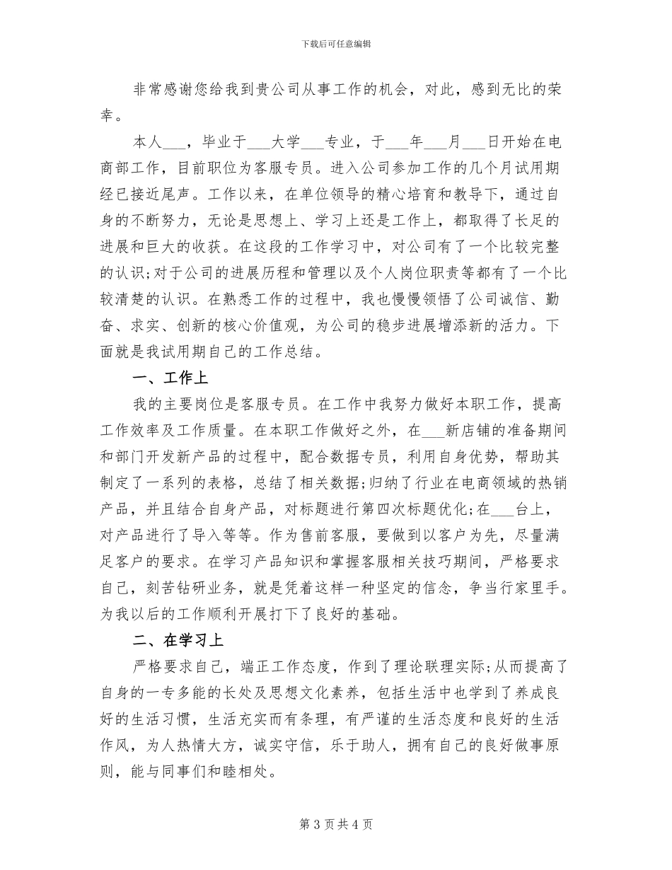 2024年客服专员试用期工作总结_第3页