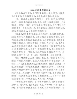 2024年宣传委员情况小结