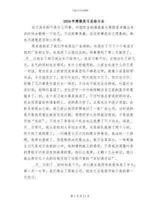 2024年寒假实习总结大全