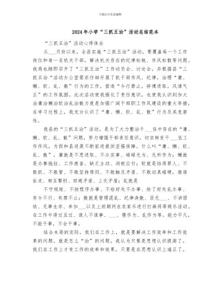 2024年小学“三抓五治”活动总结范本