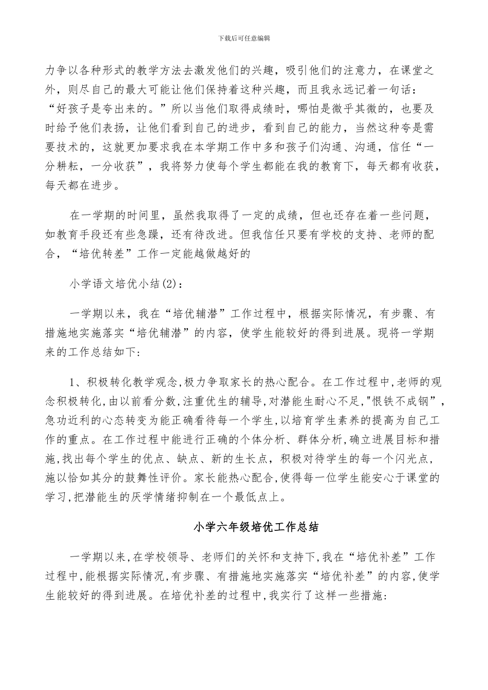 2024年小学六年级培优工作总结_第2页