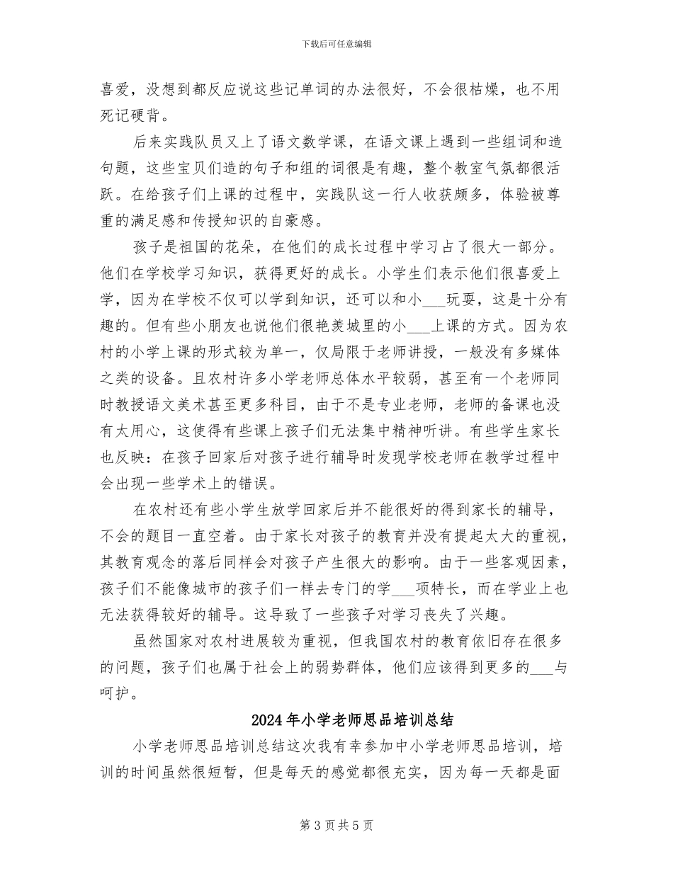 2024年小学教师志愿者活动总结_第3页