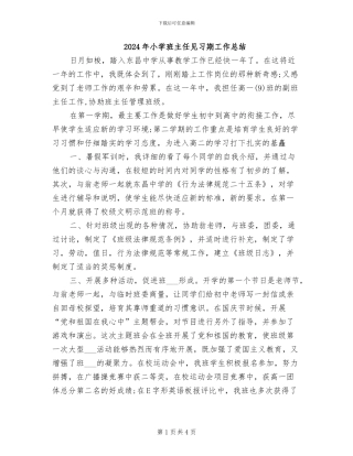 2024年小学班主任见习期工作总结