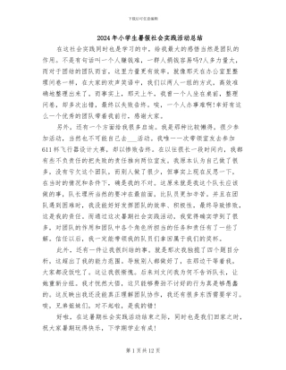 2024年小学生暑假社会实践活动总结