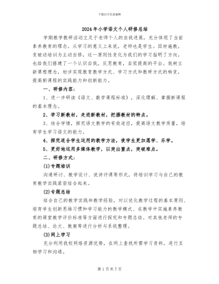 2024年小学语文个人研修总结