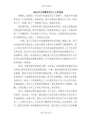 2024年小学辅导员个人工作总结