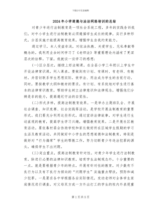2024年小学道德与法治网络培训的总结