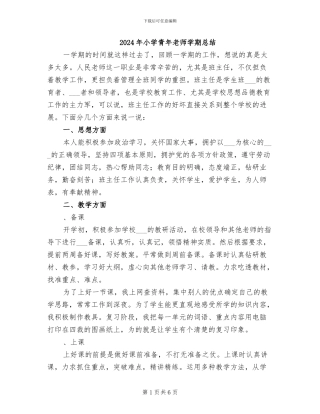 2024年小学青年教师学期总结